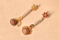 Gold plated 925 silver Kundan ball earrings