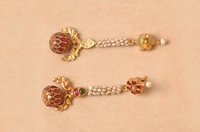 Gold plated 925 silver Kundan ball earrings