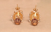 Gold plated 925 silver kundan coral earrings
