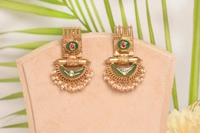 Gold plated 925 silver kundan earrings