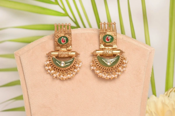 Gold plated 925 silver kundan earrings