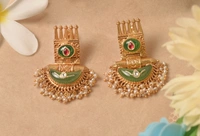 Gold plated 925 silver kundan earrings
