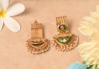 Gold plated 925 silver kundan earrings