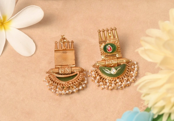 Gold plated 925 silver kundan earrings