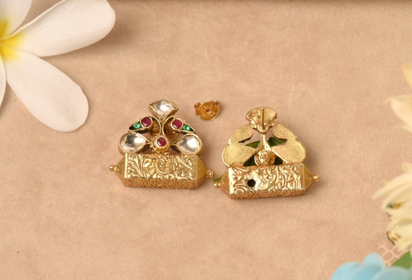 Gold plated 925 silver kundan earrings