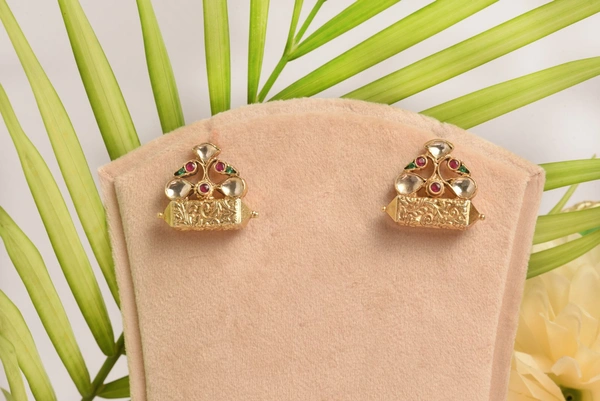 Gold plated 925 silver kundan earrings