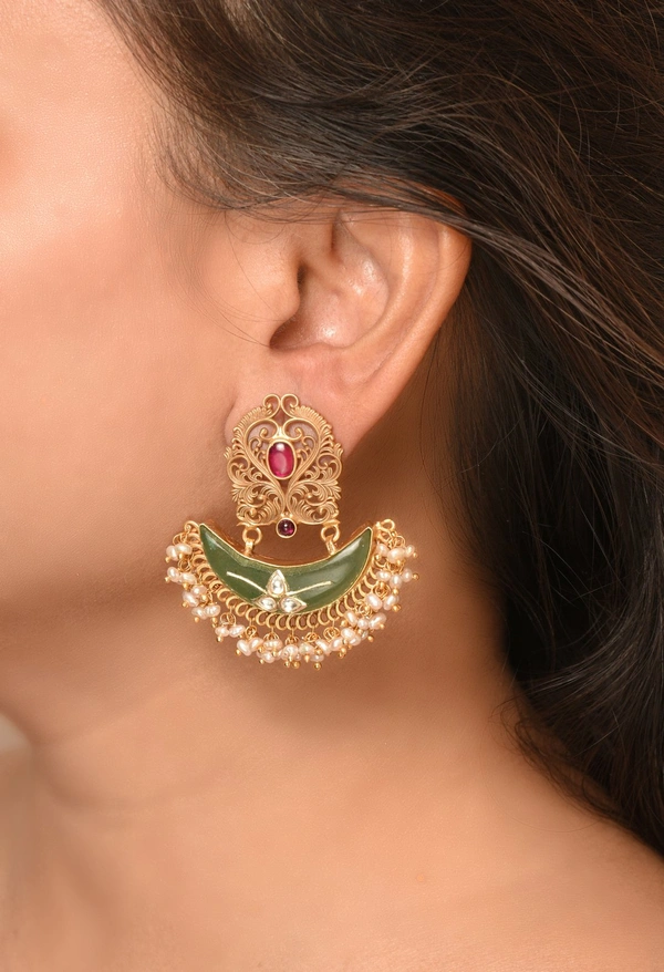Gold plated 925 silver kundan earrings