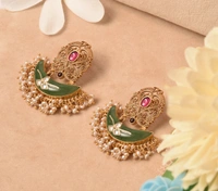 Gold plated 925 silver kundan earrings