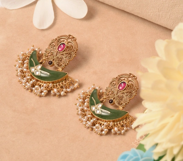 Gold plated 925 silver kundan earrings
