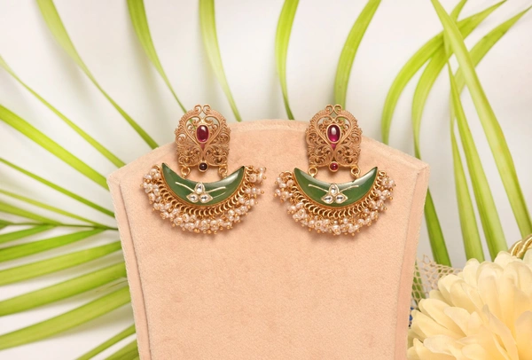 Gold plated 925 silver kundan earrings