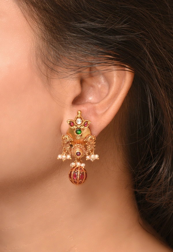 Gold plated 925 silver kundan earrings