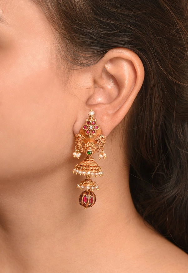 Gold plated 925 silver kundan earrings