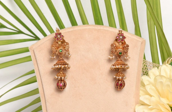 Gold plated 925 silver kundan earrings