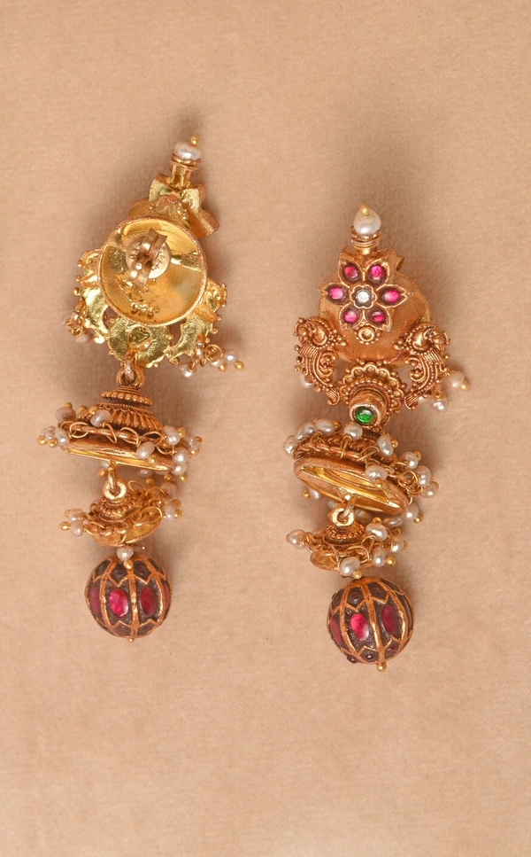 Gold plated 925 silver kundan earrings