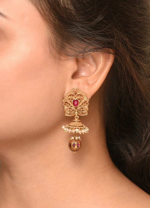 Gold plated 925 silver kundan earrings