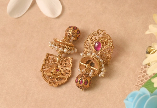 Gold plated 925 silver kundan earrings