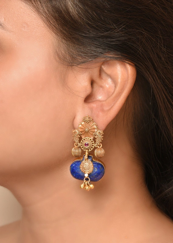 Gold plated 925 silver lapis lazuli earrings