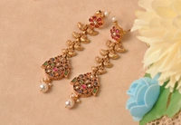 Gold plated 925 silver navratan earrings
