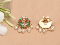 Gold plated 925 silver Navratan Kundan Bird earrings