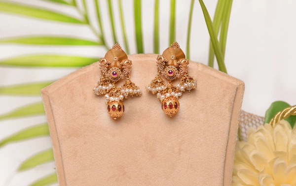 Gold plated 925 silver Navratan Kundan earrings
