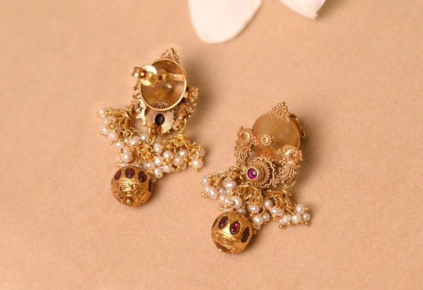 Gold plated 925 silver Navratan Kundan earrings