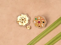 Gold plated 925 silver Navratan Thappa kundan earrings