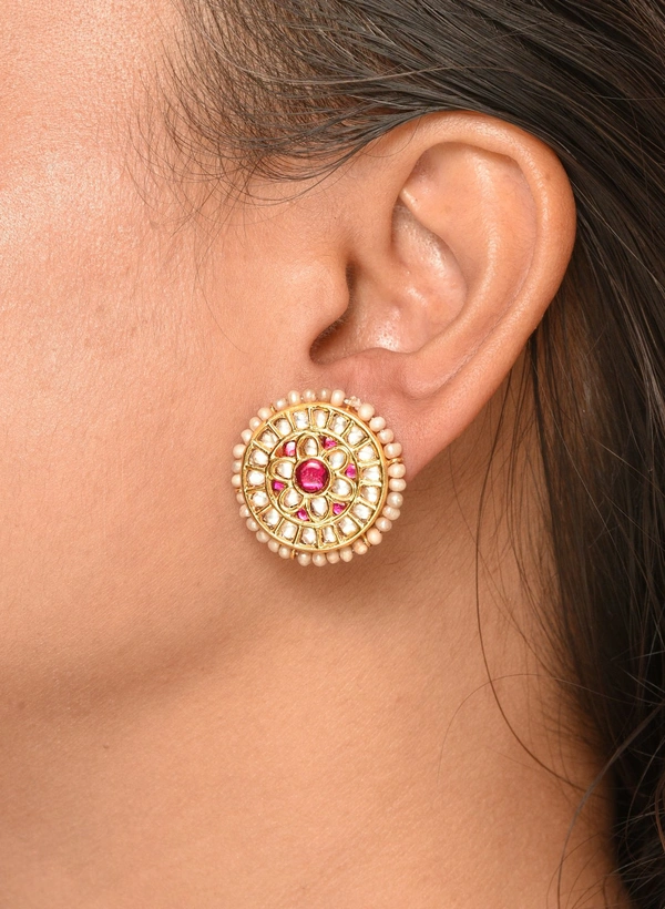Gold plated 925 silver Thappa kundan earrings