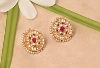 Gold plated 925 silver Thappa kundan earrings