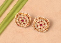 Gold plated 925 silver Thappa kundan earrings
