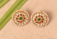 Gold plated 925 silver Thappa kundan earrings