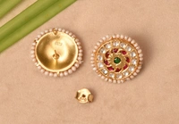 Gold plated 925 silver Thappa kundan earrings