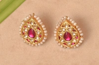 Gold plated 925 silver Thappa kundan earrings