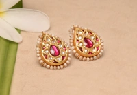 Gold plated 925 silver Thappa kundan earrings