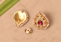 Gold plated 925 silver Thappa kundan earrings
