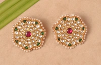Gold plated 925 silver Thappa kundan earrings