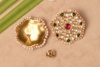 Gold plated 925 silver Thappa kundan earrings