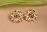 Gold plated 925 silver Thappa kundan earrings