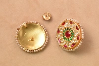 Gold plated 925 silver Thappa kundan earrings