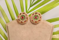 Gold plated 925 silver Thappa kundan earrings