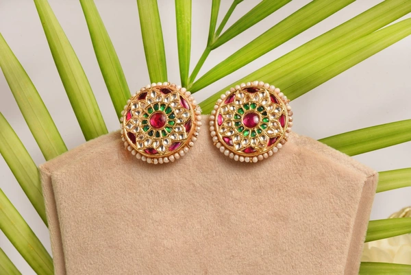 Gold plated 925 silver Thappa kundan earrings