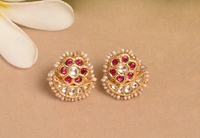 Gold plated 925 silver Thappa kundan earrings