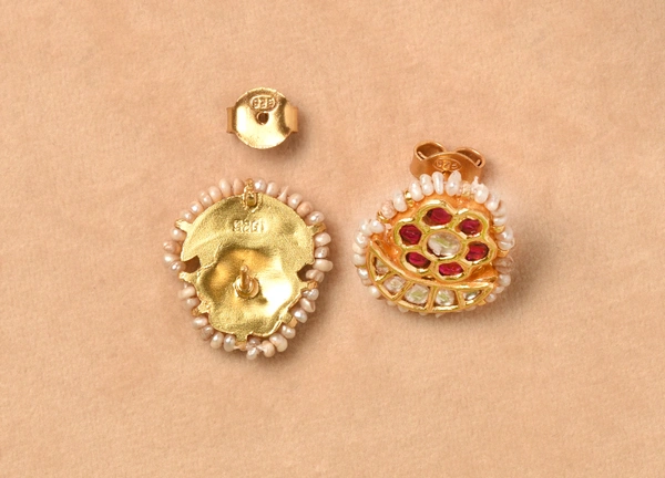 Gold plated 925 silver Thappa kundan earrings