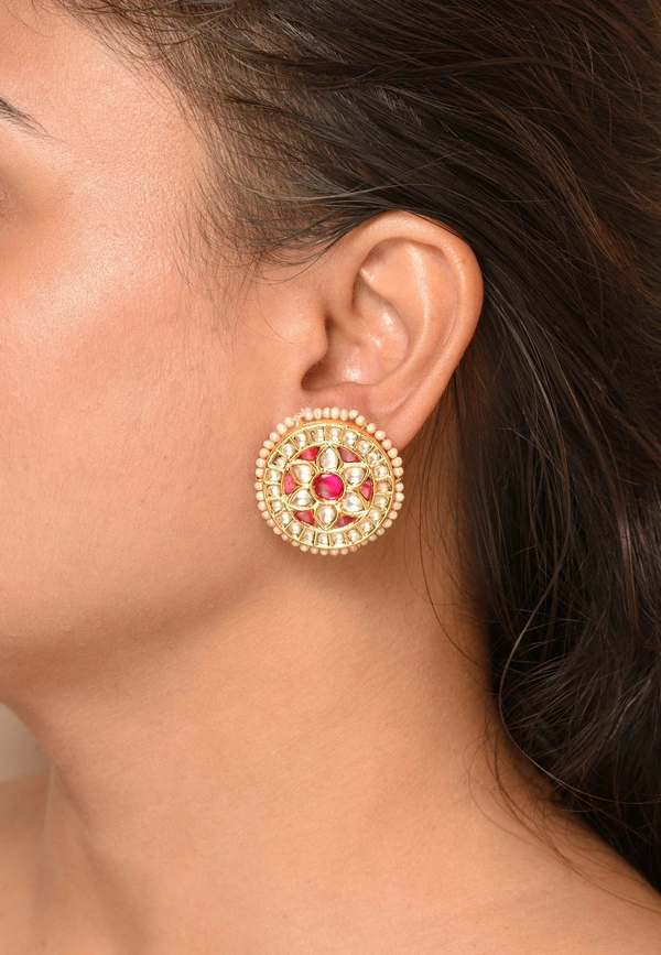 Gold plated 925 silver Thappa kundan earrings