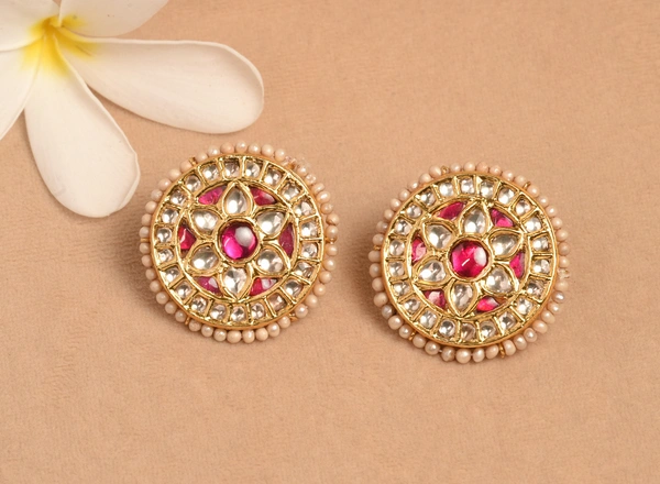 Gold plated 925 silver Thappa kundan earrings