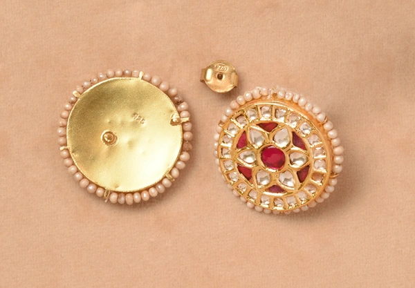 Gold plated 925 silver Thappa kundan earrings