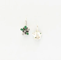 green zirconia flower earrings