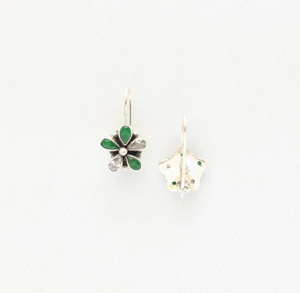 green zirconia flower earrings