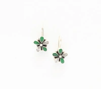 green zirconia flower earrings