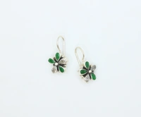 green zirconia flower earrings