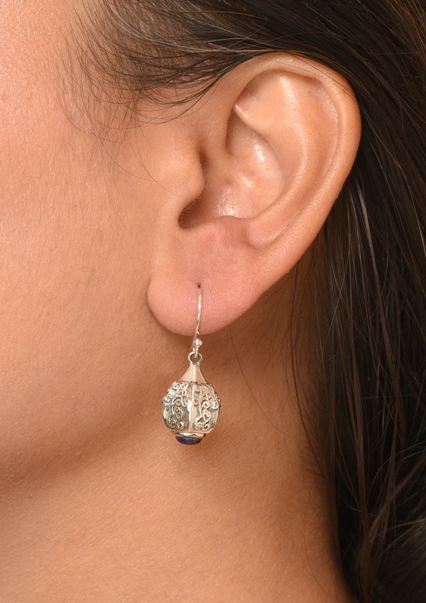 Lapis lazuli carving 925 silver earrings